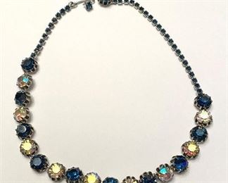 Vintage blue and clear AB rhinestone choker 14” $15
Shipping = $2