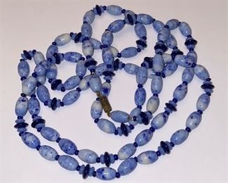 Vintage blue art glass bead necklace 48” $12
Shipping = $2