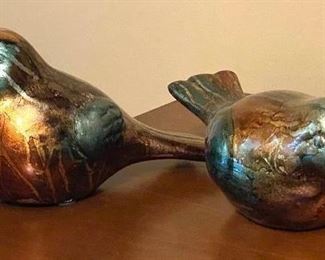 Pair of bird figurines - teal, gold and copper drip paint style $10
Shipping = $6