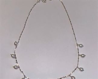 Sterling silver and freshwater pearl necklace 15” with 2” extension $15
Shipping = $1.50