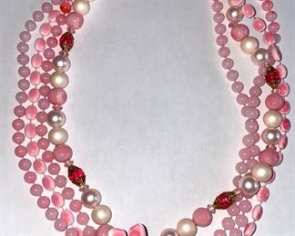 Vintage multi-strand necklace with enamel flower clasp $45
Shipping = $3