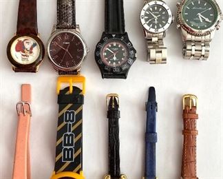Mixed lot of 10 watches, some need batteries (must be sold as lot) $12
Shipping = $4