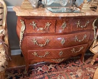 French Commode (Inlaid Rosewood w/gilded ormolu)  