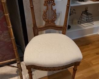 One of Two Antique Italian Side Chairs 
