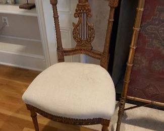 Two of Two Antique Italian Side Chairs 