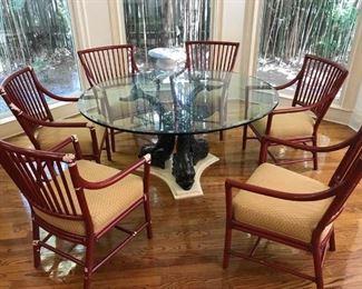 Glass Top Dining Table with Six Chairs