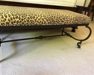 Leopard Print Iron Bench
