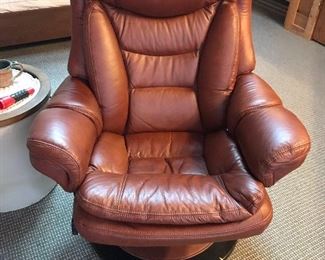 Lane Leather chair with matching ottoman