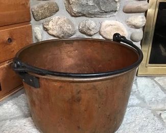Large copper apple butter cauldron