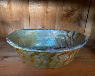 Large glazed pottery bowl