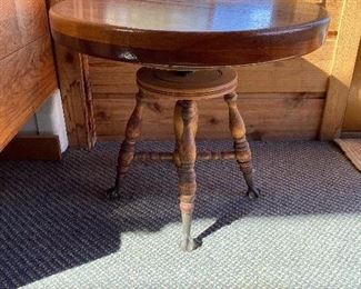 Antique side table with glass ball feet