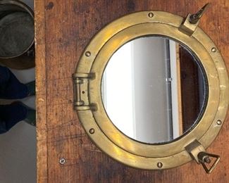 Vintage brass portal mirror