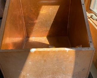 Handcrafted copper firewood box