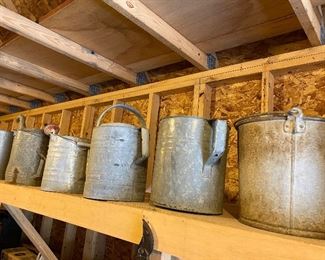 Vintage galvanized watering cans