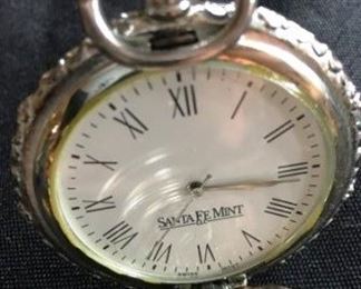 Gregg Palmer Engraved Initials, 1881 Silver Dollar Santa Fe Mint Pocket Watch