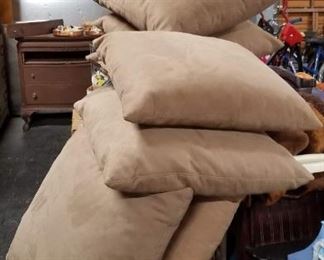 (8) 24"  x 24" Taupe nova suede upscale pillows $395 for 8