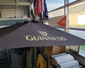 Vintage Guinness 6 sided black fabric patio umbrella 3 available $150 each