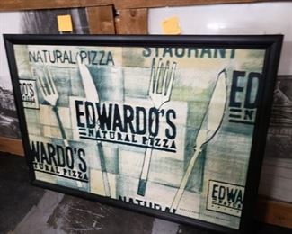 Rare Edwardo's Natural Pizza framed sign 53.25"W x 37.75"H x 1.5" Thick $95