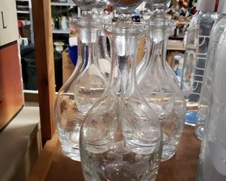Floral etched decanter with stopper $25 each 5 available