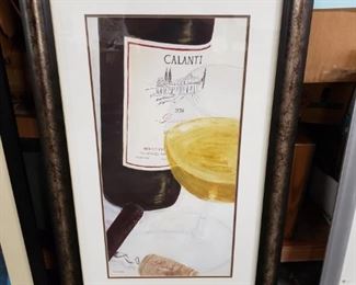 Framed & Matted Calanti wine motif print 27.75"W x 44"H $150