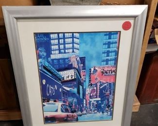 Framed & matted watercolor On Broadway New York 28.25"W x 34.25"H     $300 
