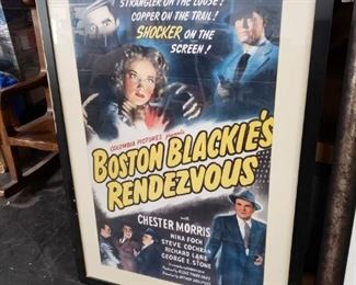 Large framed & matted Boston Blackie's Rendezvous reproduction poster 34"W x 48" (frame has some damage $125
