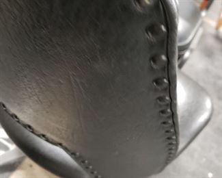 (1) Vintage MCM black vinyl padded swivel chair with studs $135