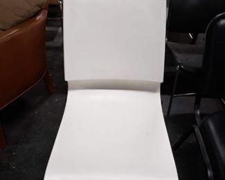 (4) MaxDesign  Ricciolina Made in Italy Retro White poly stack chairs chrome frames Was $395 Now $250 for all 4 