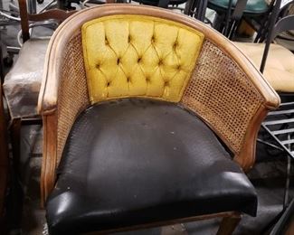 Vintage wicker & wood curved back chair (needs work) $75