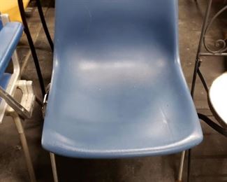 Vintage Krueger Eames style blue plastic chair Call