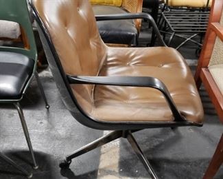 Vintage MCM brown vinyl arm chair on wheels (arms need to be refastened) $250