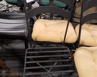 (4) Black Wrought Iron heavy steel indoor outdoor stack chairs $300 for 4 