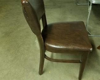 Vintage Thonet brown vinyl padded studded dining side chair $95