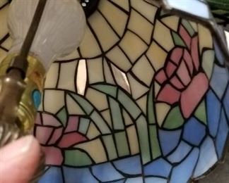 Paul Sahlin Tiffany Industries Stained glass tiffany lamp with ornate brass base $250 