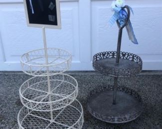 Two metal display racks, when with mini chalkboard to write messages. $ 18.00