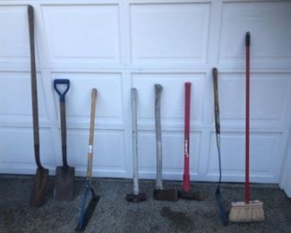 clamming shovels to garden grass cutters to one sledge hammer and a broom $55.00 