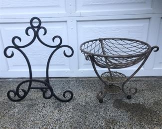 One metal bookstand and one metal fruit or center display stand. $20.00