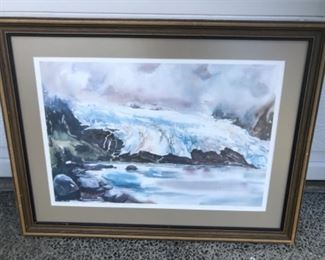 Signed and numbered Alaskan glacier water color. $75.00