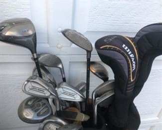 Full set of golf clubs plus extras and golf bag. $95.00