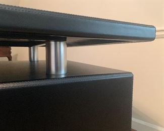 Custom leather-top unusual-shaped desk, $525