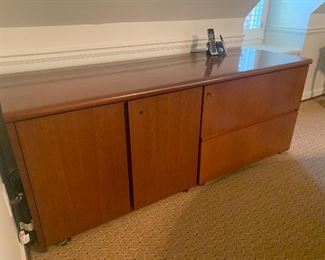 Teak desk return/credenza, $350
