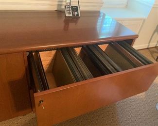 Teak desk return/credenza, $350