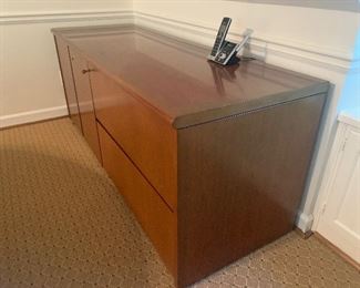 Teak desk return/credenza, $350