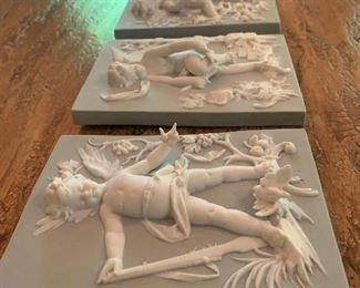 Volkstedt porcelain plaques, set of 4, small, fit in hand, approx. 5x4, $250