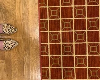 Large Red and Gold Geometric Rug, 175 x 134, $325