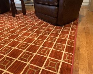 Large Red and Gold Geometric Rug, 175 x 134, $325