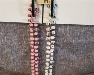 #6 Skull Garland made of Clay Pink 17 long  White 19 long.  $12 Tas-Estate-Sales.com to purchase