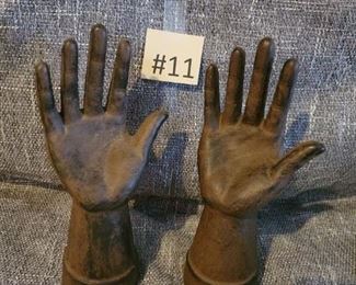 #11 Cast Iron Hands Bookends, Jewelry holder. 9x3 $25 Tas-Estate-Sales.com to purchase