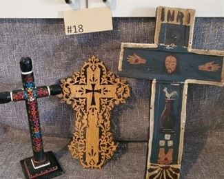 #18 Cross Lot $12 Choice   Floral-12x5.5  Carved-12x8 Blue-19x9 Tas-Estate-Sales.com to purchase