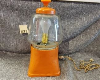 #32 Vintage Bubble Gum machine made into lamp. Works 15.5x6 $65 go to Tas- Estate-Sales.com to purchase